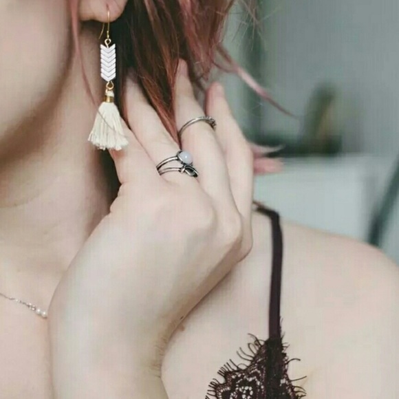 ❤️1 Left❤️Natural Chevron Hematite Dangle Tassels - Picture 3 of 7